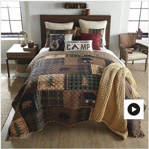 New Donna Sharp Cabin Forest Quilt Set